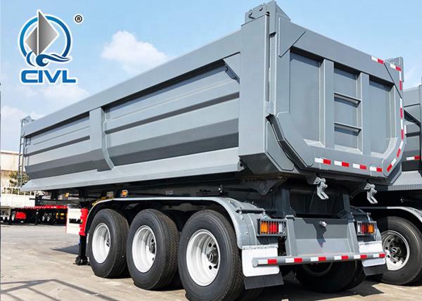 Rear Dump Trailer End Dumping Dumper Semi Truck Trailer 50t To 70 Ton 3 Axles With HYVA Hydraulic Cylinder