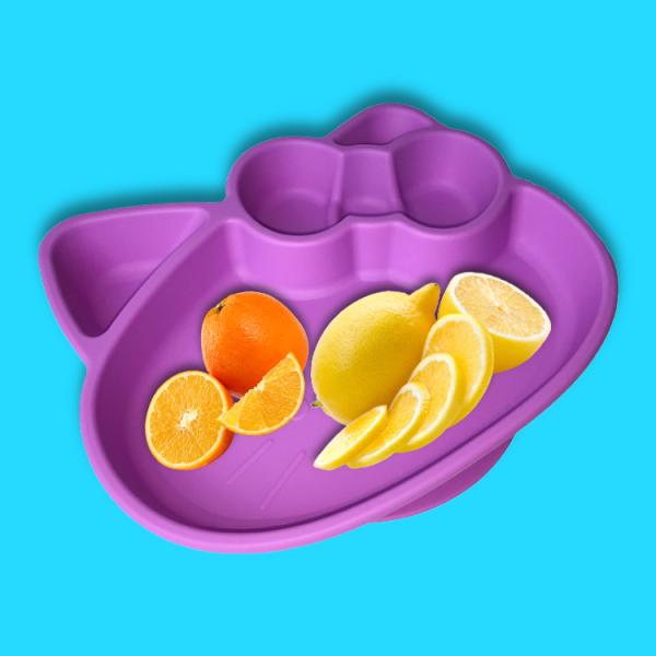 Cartoon Kitten Shape Silicone Feeding Sets Bpa Free Baby Plates