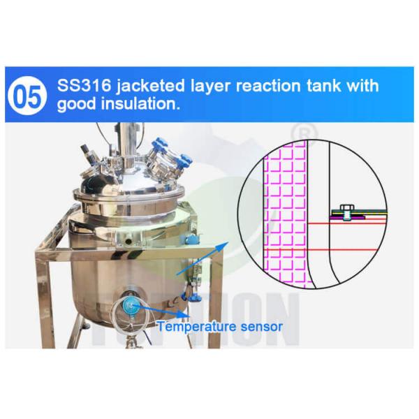 Stainless Steel Crystallization Reactor Toption 50L Jacketed Reactor