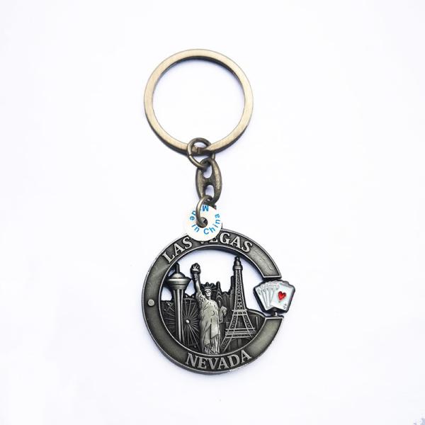 Des porte-clés 3D en argent métallique antique en alliage de zinc