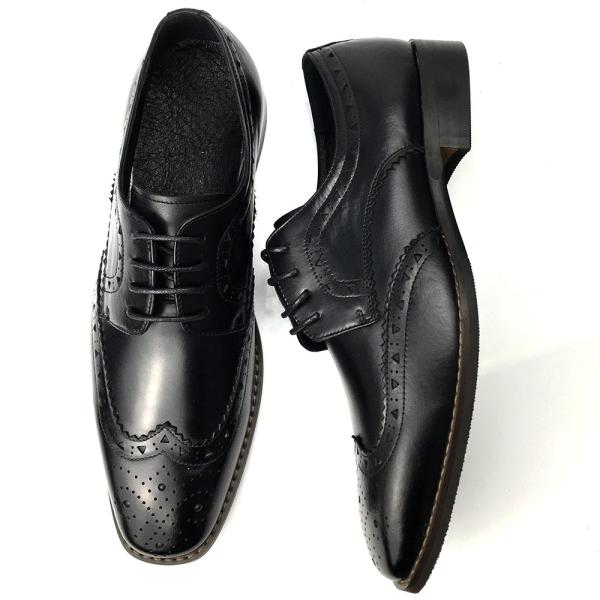 Mens Casual Leather Shoes / Mens Black Oxford Shoes Fashion Italian Style