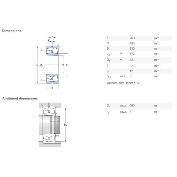 22252 CCK/W33 260 X 480 X 130 MM Double Shielded Bearings For Wind Electricity & Machine Tool