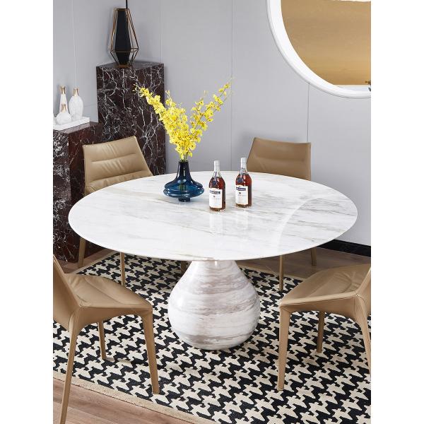 Sturdy Hotel Restaurant Furniture Round Shape Natural Marble Dining Table