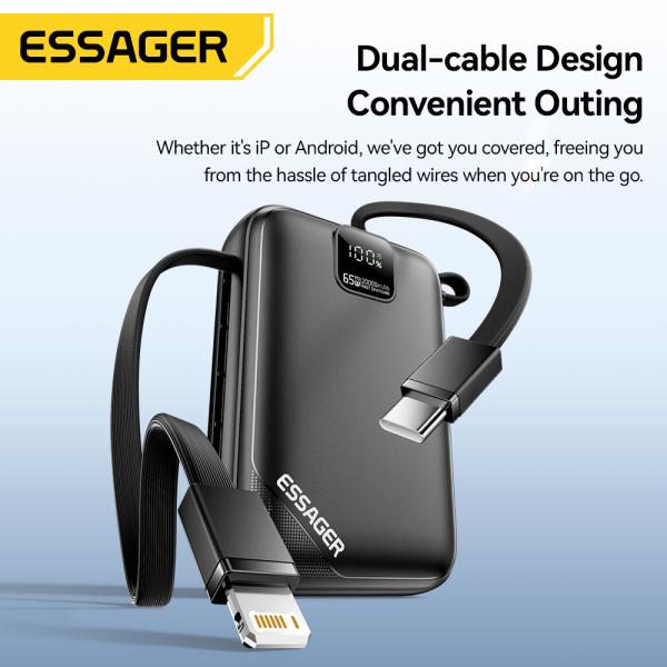 Essager ES-D025 65W Portable Laptop 20000mAh Power Bank With Type C Lightning Cables