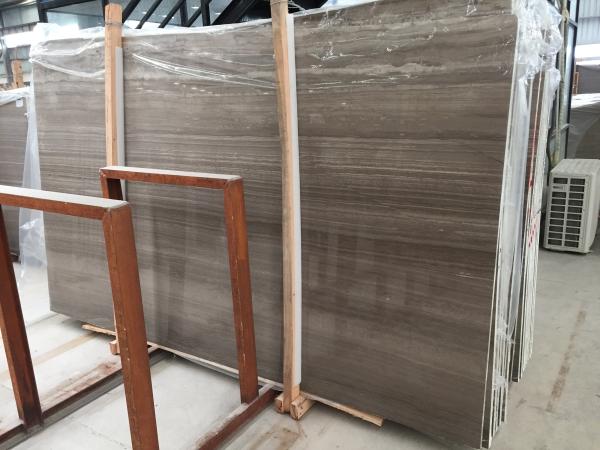 White Wooden Vein Grey Marble Stone Countertops 2cm Thickness Big Slab
