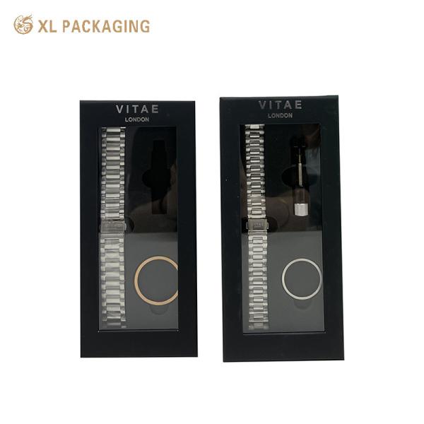 Luxury Black Paper Watch Box with Custom Logo Printing