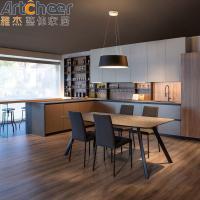 Modern Style Island u kitchen cabinets E0 Grade Wood Veneer and High Gloss Lacquered Door Panels