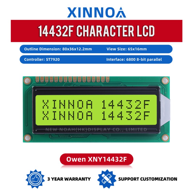 Yellow Green Film 14432F 80X36X12.2MM Serial SPI/Parallel Graphics Display LCM