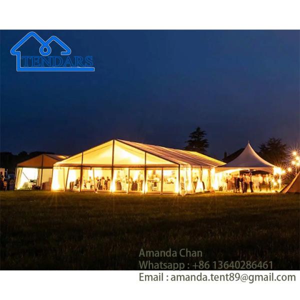 Tenda ao ar livre para casamentos e celebrações parede de vidro clara, bela tenda de festa