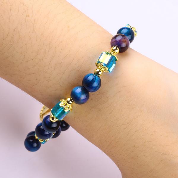 Healing Natural Crystal 8mm Rainbow Tiger Eye Tree Of Life Bead Bracelet For Daily Wear