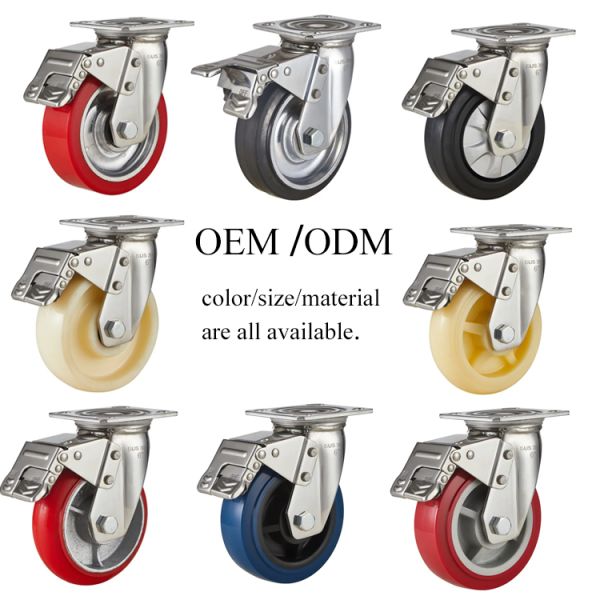 4 5 6 8 heavy Duty Stainless Steel Nylon Castor SUS304 Machine Nylon Wheels Trolley Casters Wheels Machinery Equipment Caster