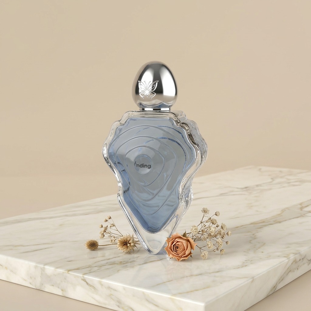 100ml Glass Perfume Bottle Empty Unique Irregular Shape Round Cap Crimp Neck