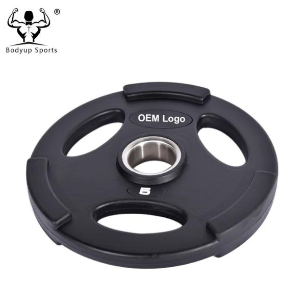 Gym Crossfit Professional 3 Grips Fitness Weight Plates PU Material