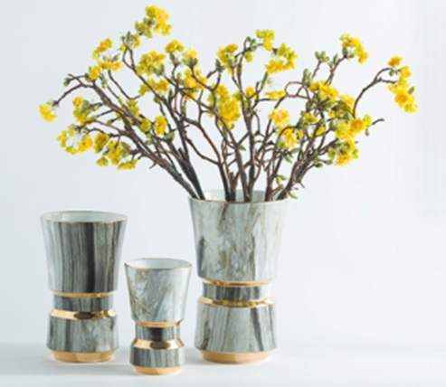 Ceramic Porcelain Decorative Flower Vase Green For Table Decoration