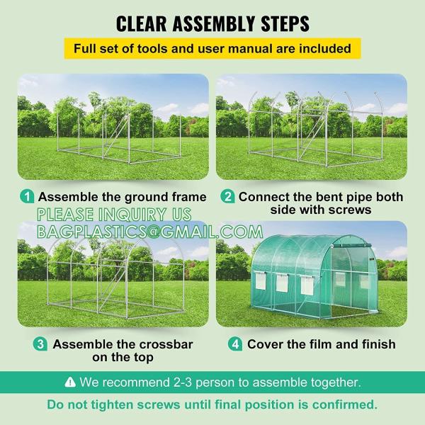 Portable Plant GreenHouse Zippered Door Windows, Galvanized Steel Hoops, Glass Greenhouse, Polycarbonate Greenhouse