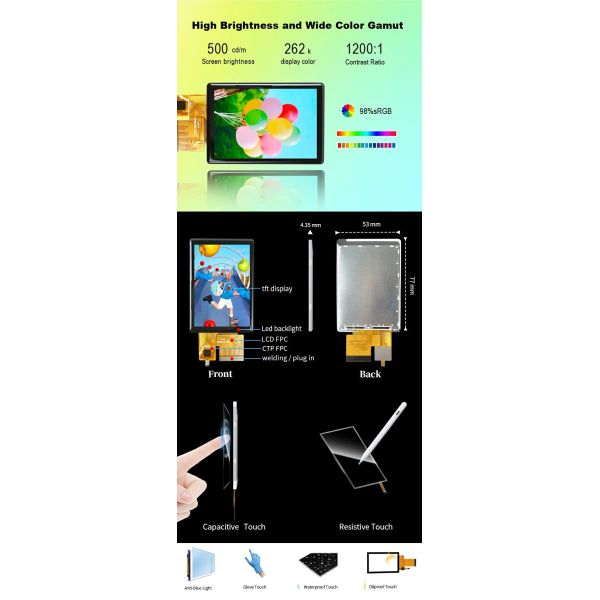 Polcd 2.8 Inch Tft Touch Lcd Display Module 240*320 RGB Interface Color Touch Small Screen