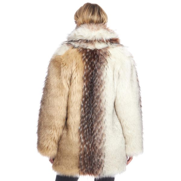 Thick Arctic Wolf Shawl Faux Fur Coat