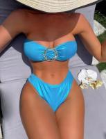 Maillot de bain bikini rayé rouge avec rembourrage amovible