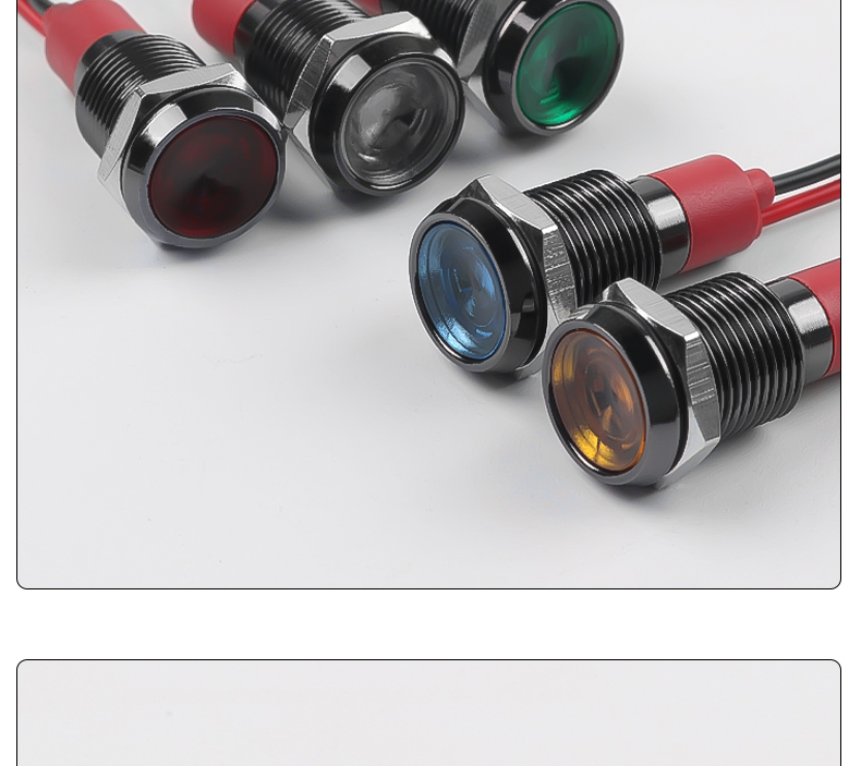 Durable Versatile 10mm Oxidized Black Metal Multi-color LED Power Indicator Lights IP65 Protection IK08 Rated Wire Connection