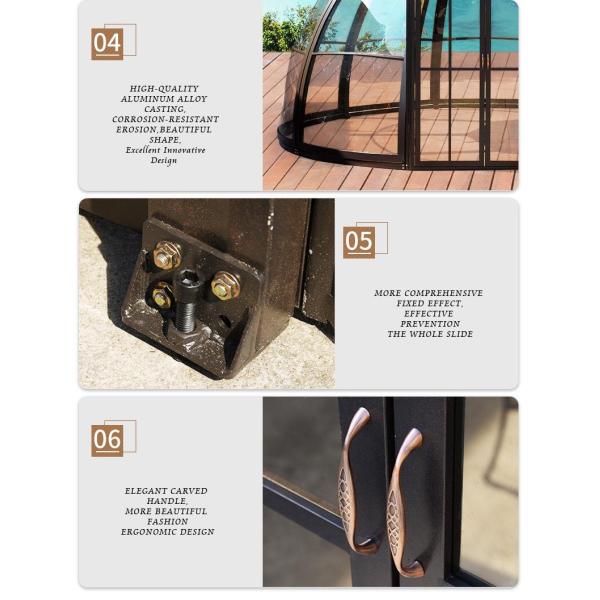 Hot sale outdoor garden alu aluminium pc polycarbonate gazebo pavilion sunroom sunhouse cabin shed tent dome kits