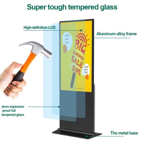 VETO 32-86 Inch Floor Standing Digital Signage with 4K Resolution Android OS and Infrared Touch for Indoor Advertising