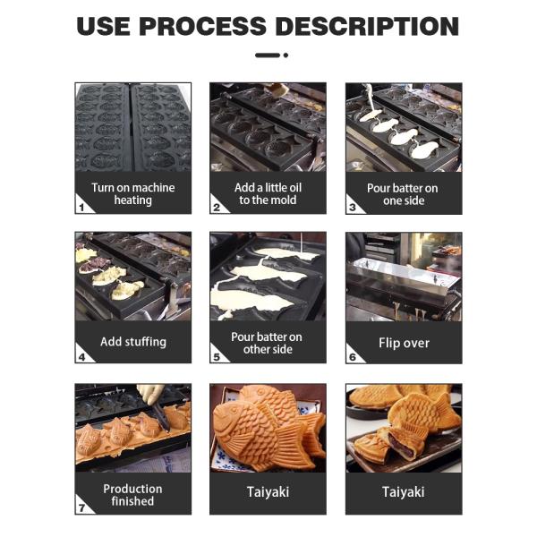 14PCS Японская рыбная форма Тайяки производитель электрический мини вафли конусовый пекарня для 220В