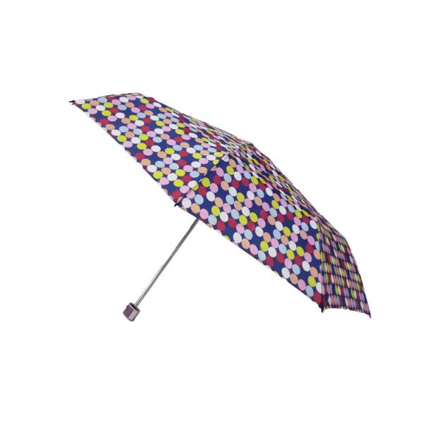 Manual Open Pongee 190T Folding Compact Umbrella With Wooden Handle