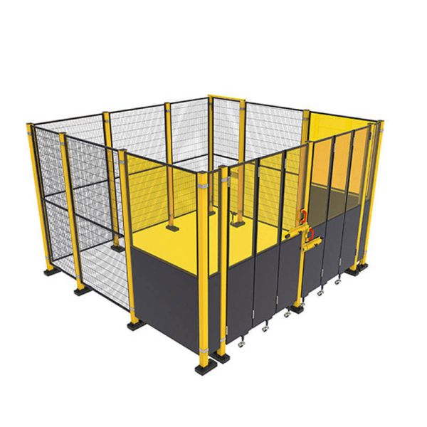 Hsj Multi-Material Modular Safety Fence Module EN ISO Certified Industrial Robot Guard Barrier Customizable Steel PC Perforated Panel Safety Partition For Automated Workshop Equipment Isolation