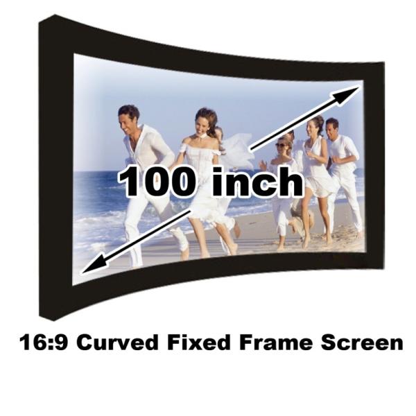 Full HD 100 Inch Curved Fixed Frame Projection Screen 16:9 For Home Cinema Video Projector