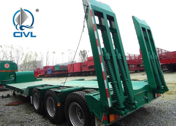 Low Bed Semi-Trailer CIMC 3 Axles Flatbed With 60 Tons To Transport Machines  Lowboy Trailer