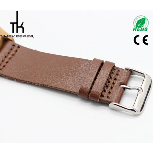 Fashion Quartz Wooden Wrist Watch With Leather Strap For Sports Use