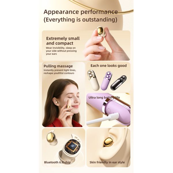 Bluetooth 6.0 Wireless Earbuds with Vibration Massage Function and Skin-Friendly Material for Comfortable Use