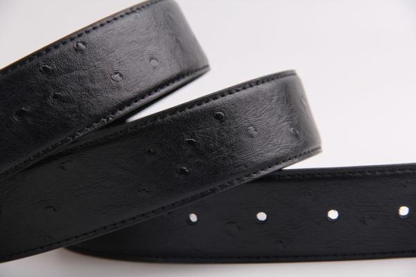 Ostrich Grain Genuine Mens Leather Dress Belt With Black Zinc Alloy Buckle