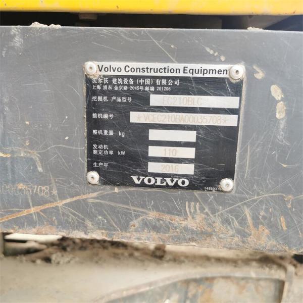 21TON Operating Weight Used VOLVO EC210B Crawler Excavator with 0.9 Bucket Capacity