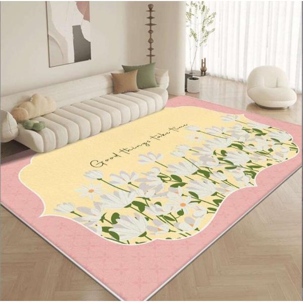 Lovely Flower Living Room Floor Carpets Imitation Cashmere Material 120*180cm