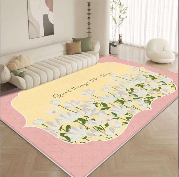 Lovely Flower Living Room Floor Carpets Imitation Cashmere Material 120*180cm