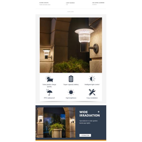 свет стены сада СИД 3000K 6000K солнечный для на открытом воздухе загородки шага