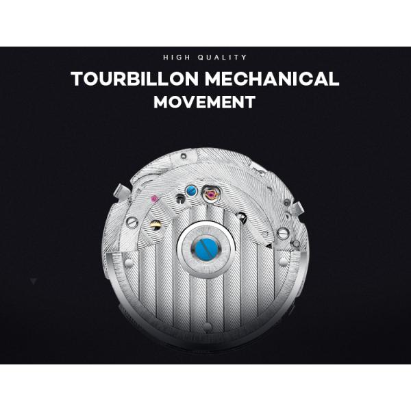 KINYUED mans watches custom logo wholesale luxury luminous hands automatic tourbillon watch mechanical