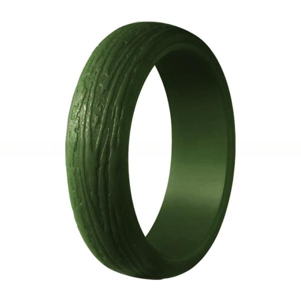 Convex Bark Texture Workout Silicone Rings Channel Setting Inlay Silicone Wedding Bands For Her