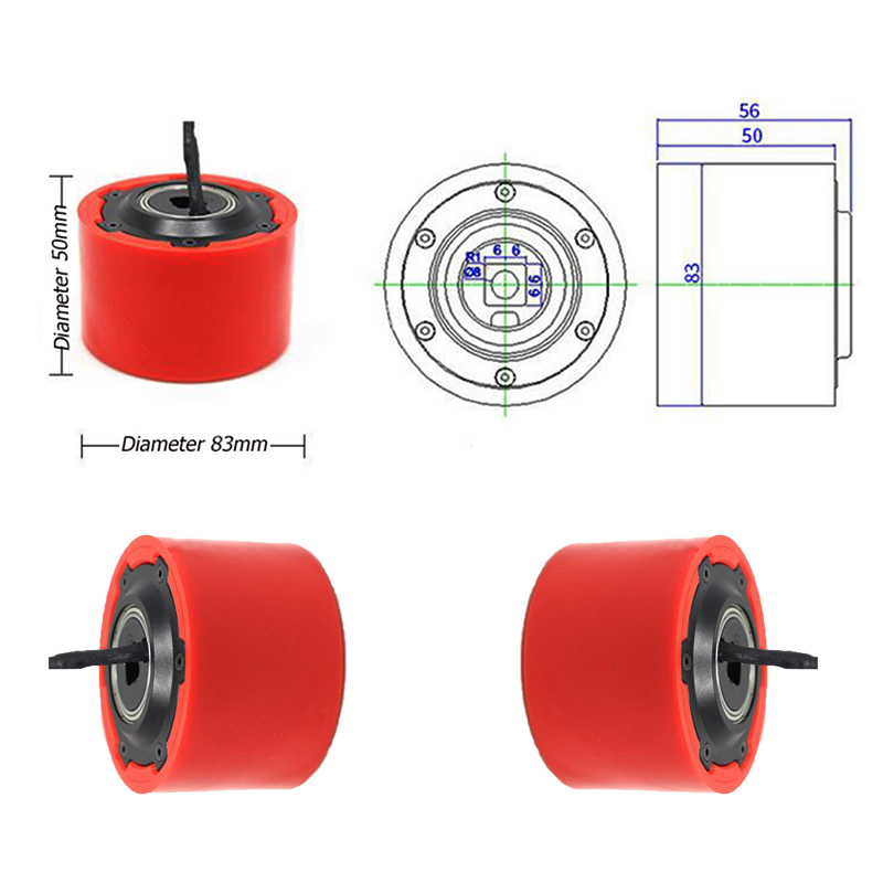 Factory &Customizable &Balanced BL DC 24V-36V 8352 260W Hub Drive Motor W/ PU Wheel for RC Electric Skateboard Scooter Longboard