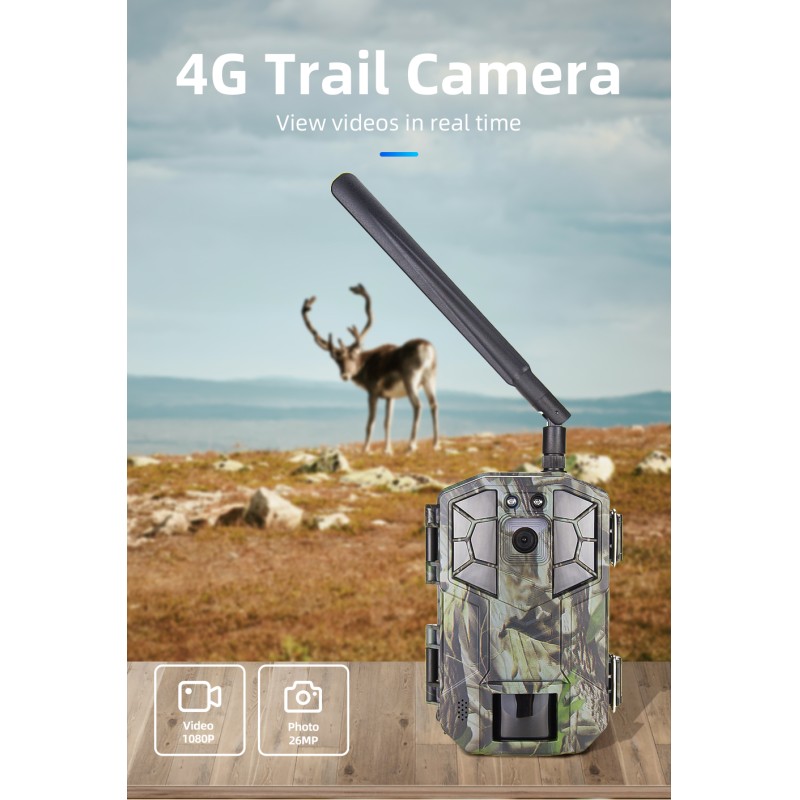 4G LTE Wireless Cellular Trail Camera with App for Deer Hunting &Videos on Any Phone Verizon, AT&T, Game Trail Camera 4G