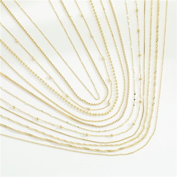 Factory Wholesale 14k Gold Plated  Necklace Bracelet Oshaped Twist Box Chain Pendant for Diy Jewelry Accessories Making