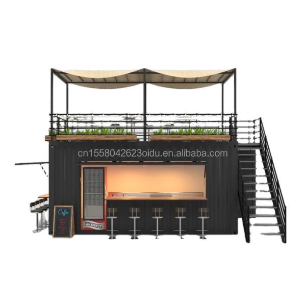 Maison de conteneurs préfabriqués à deux étages pour le centre commercial style Boba 50/75/100 mm Wave Sandwich Panel Mur et terrasse de design moderne