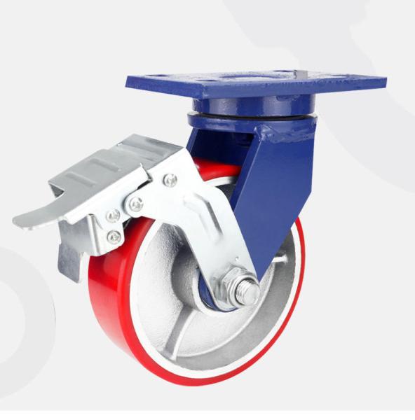 Roller Bearing Heavy Duty 1 Ton Trolley Wheel with Zinc Plated Iron Core PU Caster Wheel