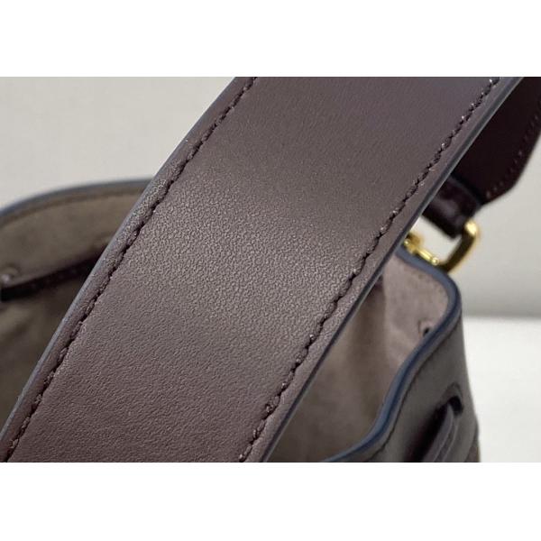 Drawstring Coffee Small Leather Crossbody Bag Old Flower Pattern