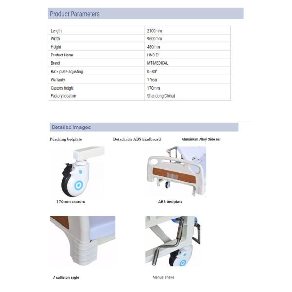 Foldable Nursing Medical Hospital Beds Multifunctional Manual For Patients