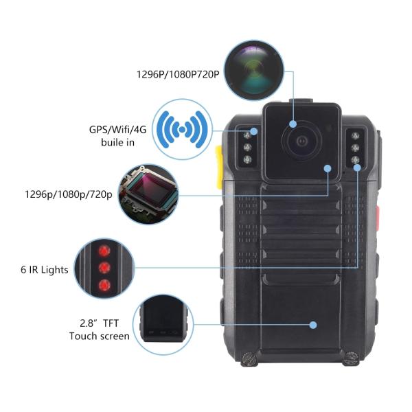 Управляемая батарея охраняет камеры 1080P тела экран касания 2,8 дюймов