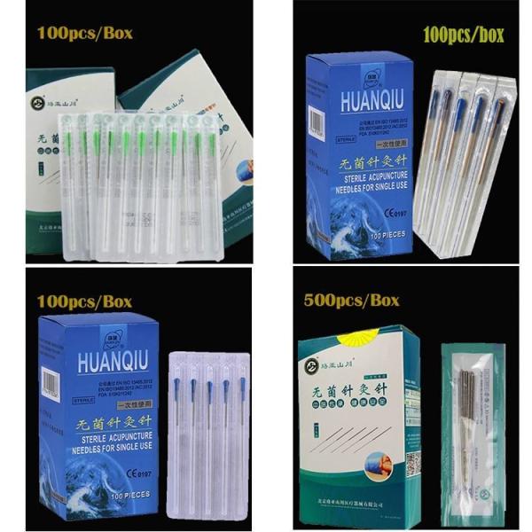 Disposable Sterile Acupuncture Needles 100pcs/Box Brass Handle Aluminum Foil Packing