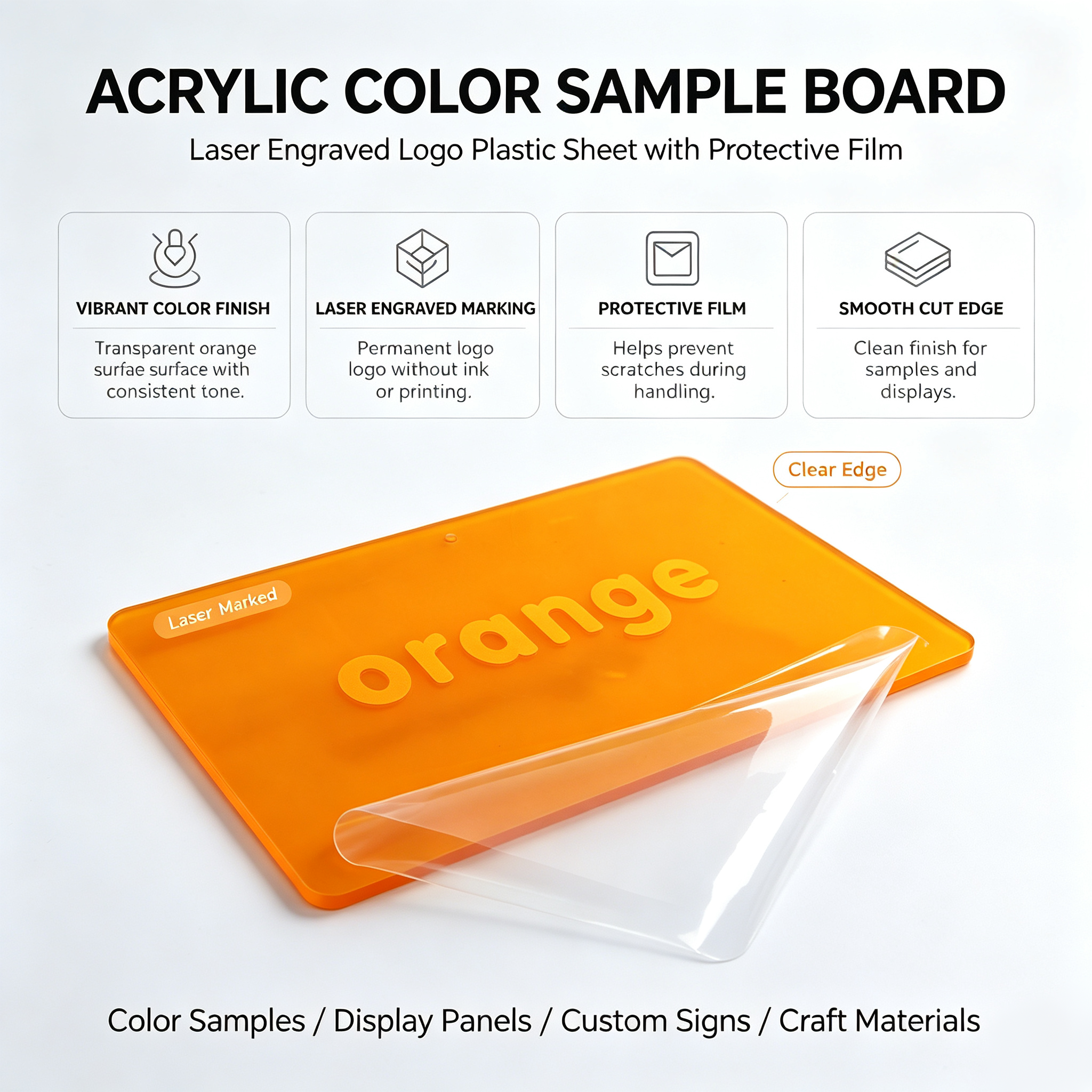 Wall Mounted Acrylic Sign Plate Custom Laser Engraved Logo For Business Shop Decor