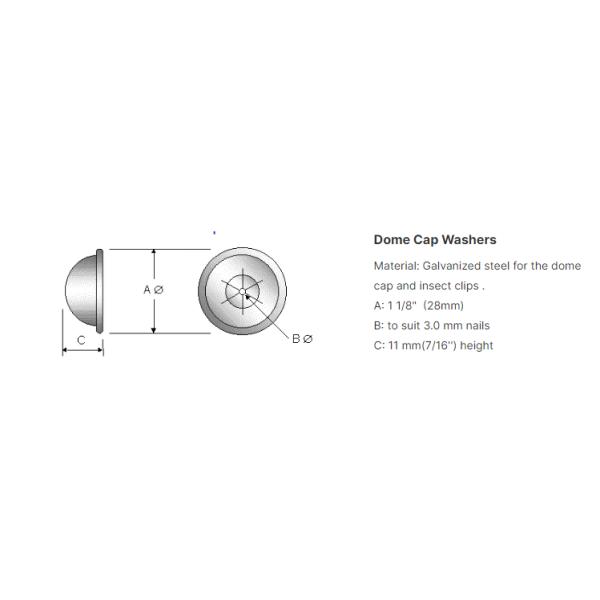 Galvanized Steel 28 Mm Dome Cap Washers To Fix 3 Mm Nails